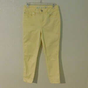 Seven7 High Rise Skinny Crop Pants Womens 6 Yellow 5 Pockets Zip Fly Button SOFT